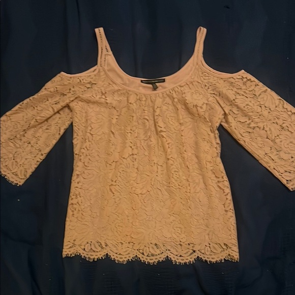 White House Black Market Lace Beige Bell Sleeve Blouse - Picture 1 of 10